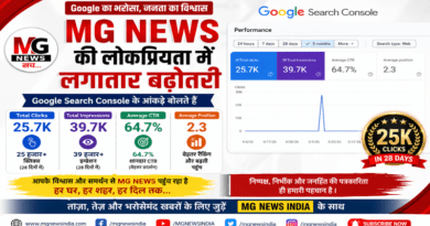 Google Search Console ने दी बड़ी उपलब्धि की पुष्टि: 28 दिनों में 25 हजार से अधिक क्लिक, MG NEWS की बढ़ती लोकप्रियता का प्रमाण